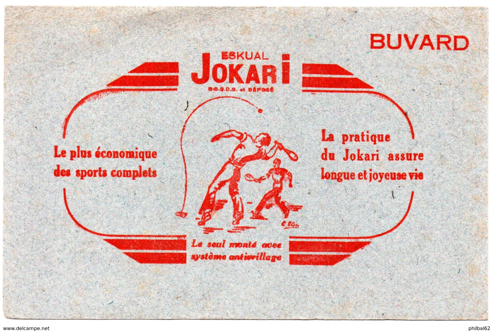 Buvard Eskual Jokari. Le Plus économique Des Sports Complets. - Sports