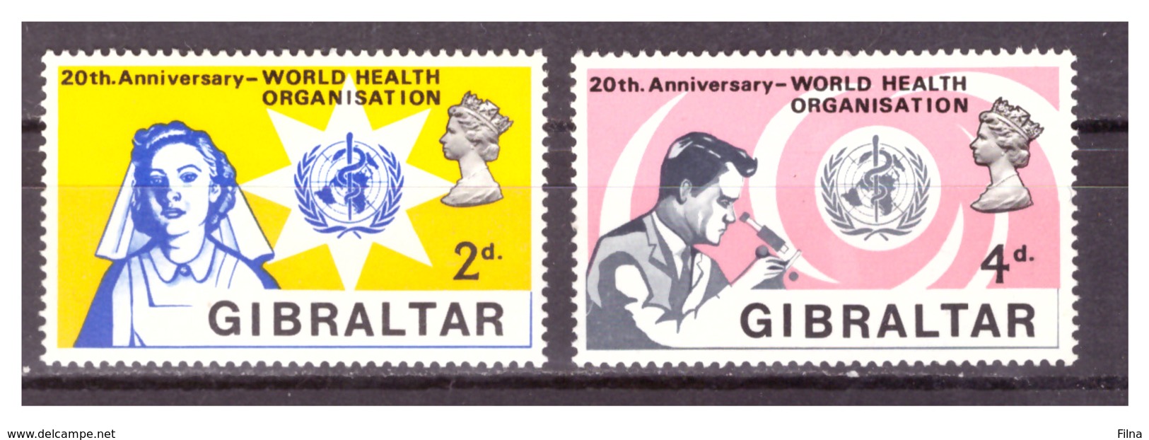 GIBILTERRA - 1968 - VENTENNALE DELLA O.M.S. SERIE COMPLETA. - MNH** - Gibilterra