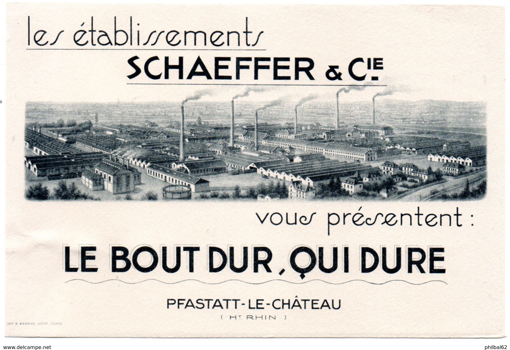 Buvard Etablissements Schaeffer & Cie à Pfastatt Le Chateau (Ht.Rhin). - V