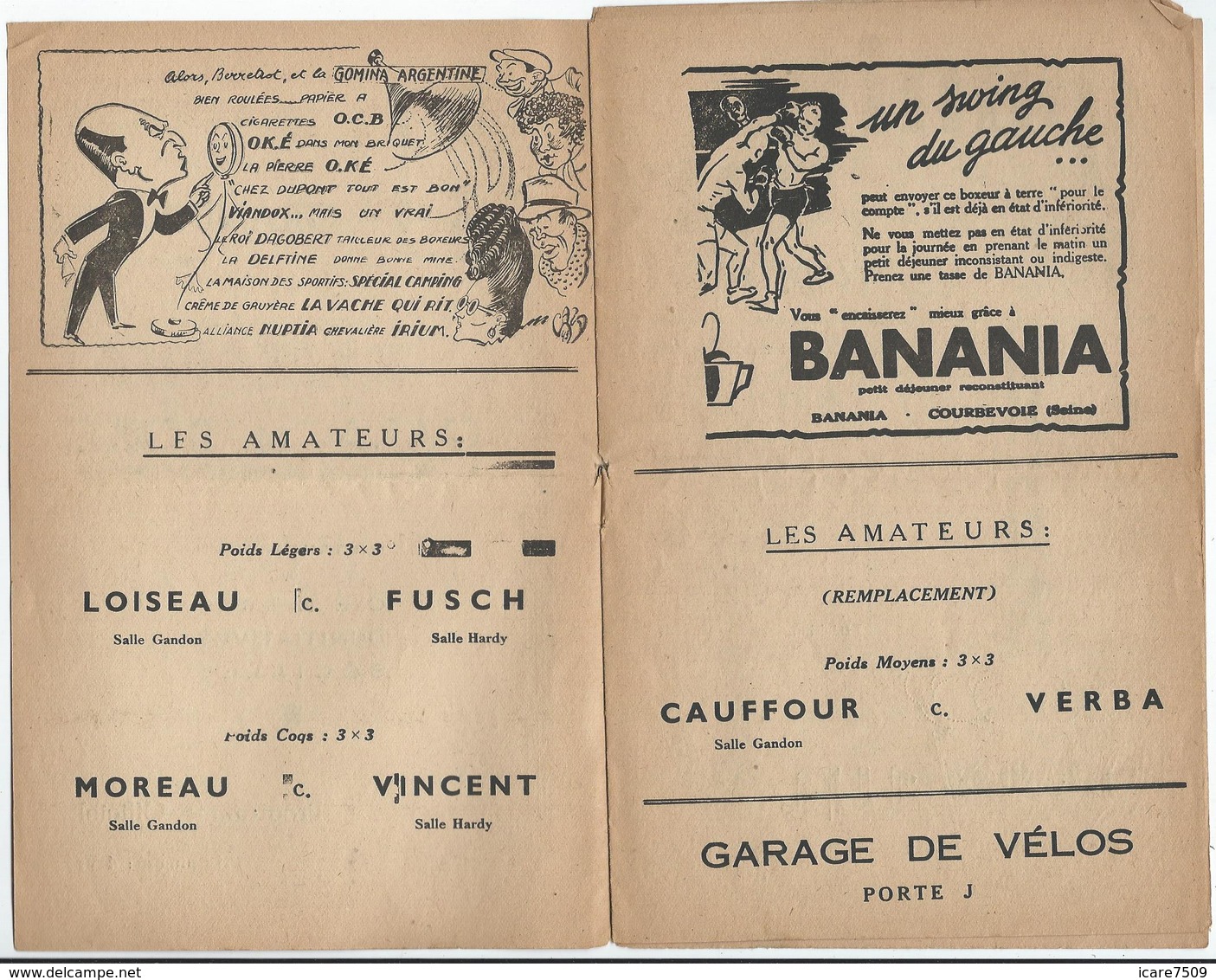 PARIS - Arènes Du Grand-Palais - Gala De Boxe Du 26 Janvier - 8 Pages Nombreuses Pub. Dont Gomina Et Viandox - Programmes