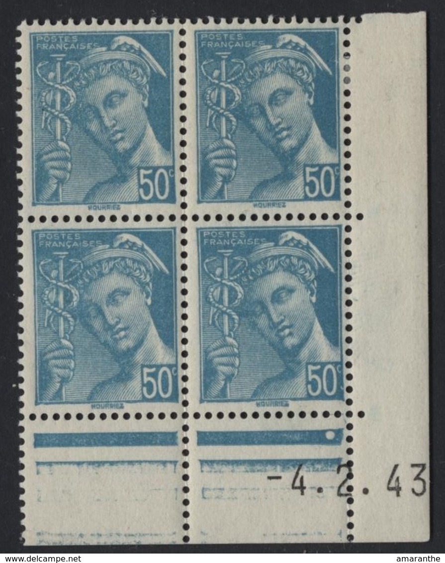 N°549 Type Mercure - Bloc De 4 Coin Daté 4/2/43 - 1940-1949