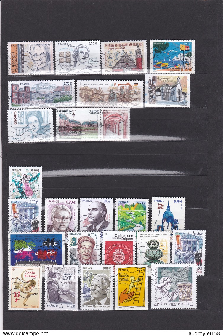 FRANCE 2016 LOT DE 25 TIMBRES OBLITERES - Oblitérés