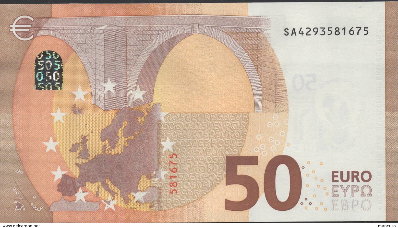 50 EURO ITALIA  SA  S017  Ch. "29"  - DRAGHI   UNC - 50 Euro