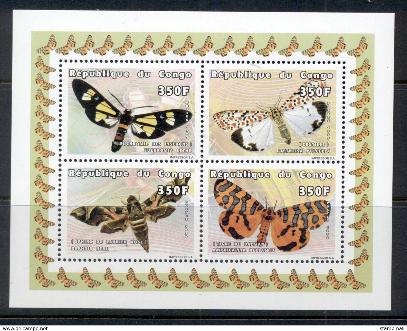 Congo 1999 Insects, Moths MS MUH - Mint/hinged