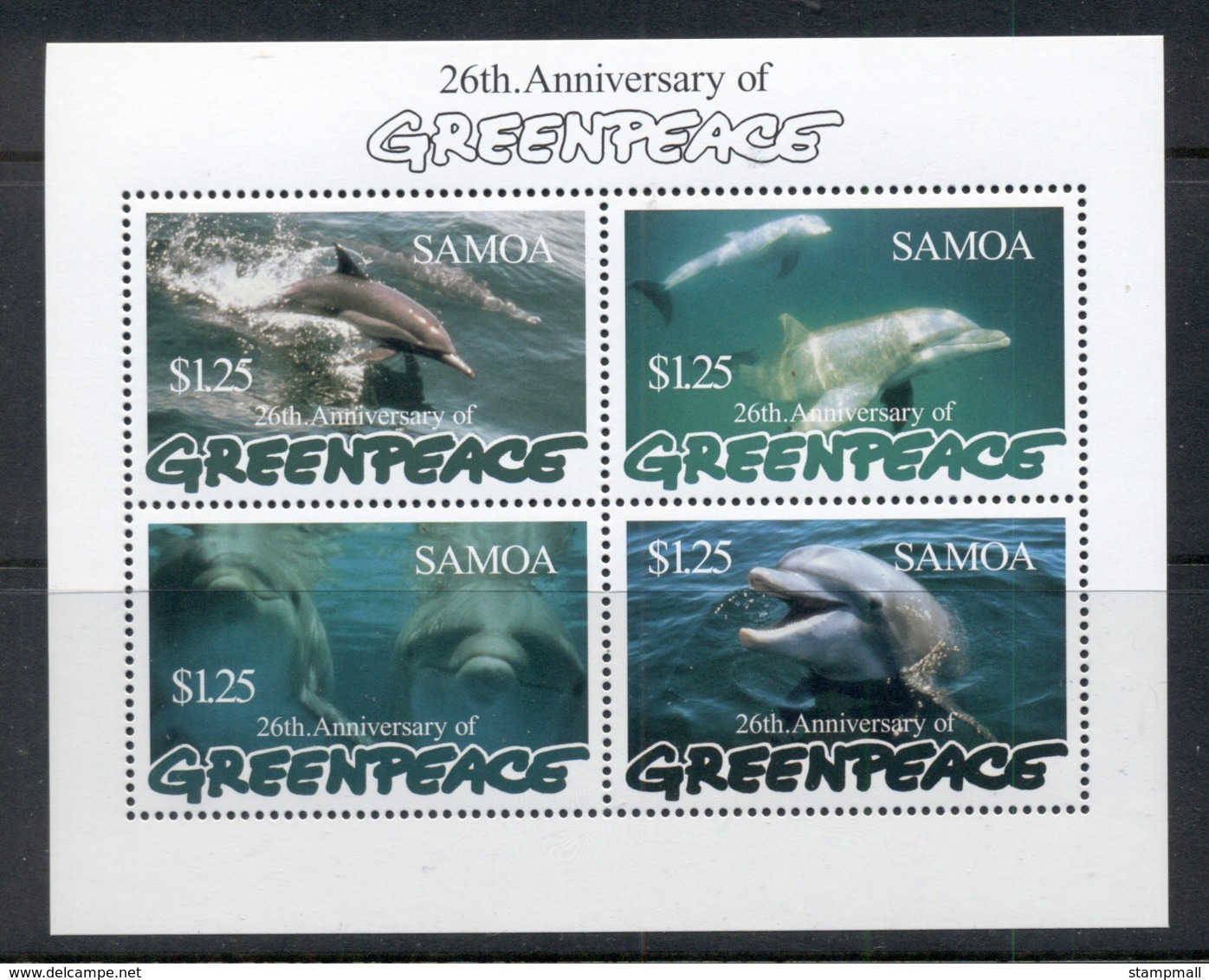 Samoa 1997 Marine Life Dolphins, Greenpeace MS MUH - Samoa