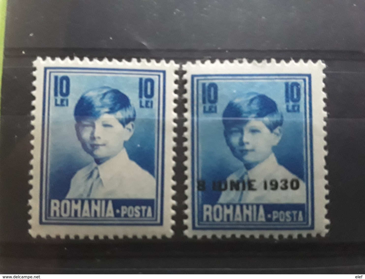 ROMANIA / Roumanie , 1930  Roi Michel 1er  , Yvert No 380 , Surchargé Neuf * MH &  387 , 10 Lei Bleu Neuf ** MNH  TB - Unused Stamps