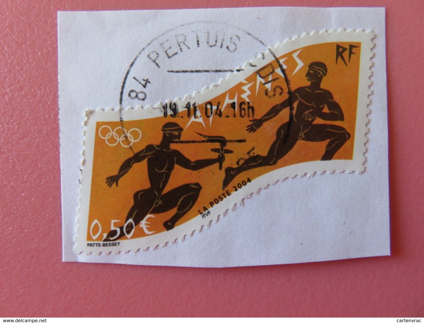 Timbre France YT 3687 - Jeux Olympiques D'Athènes (Grèce) - 2004 - Sur Fragment - Tampon Rond Perthuis (84) - Oblitérés