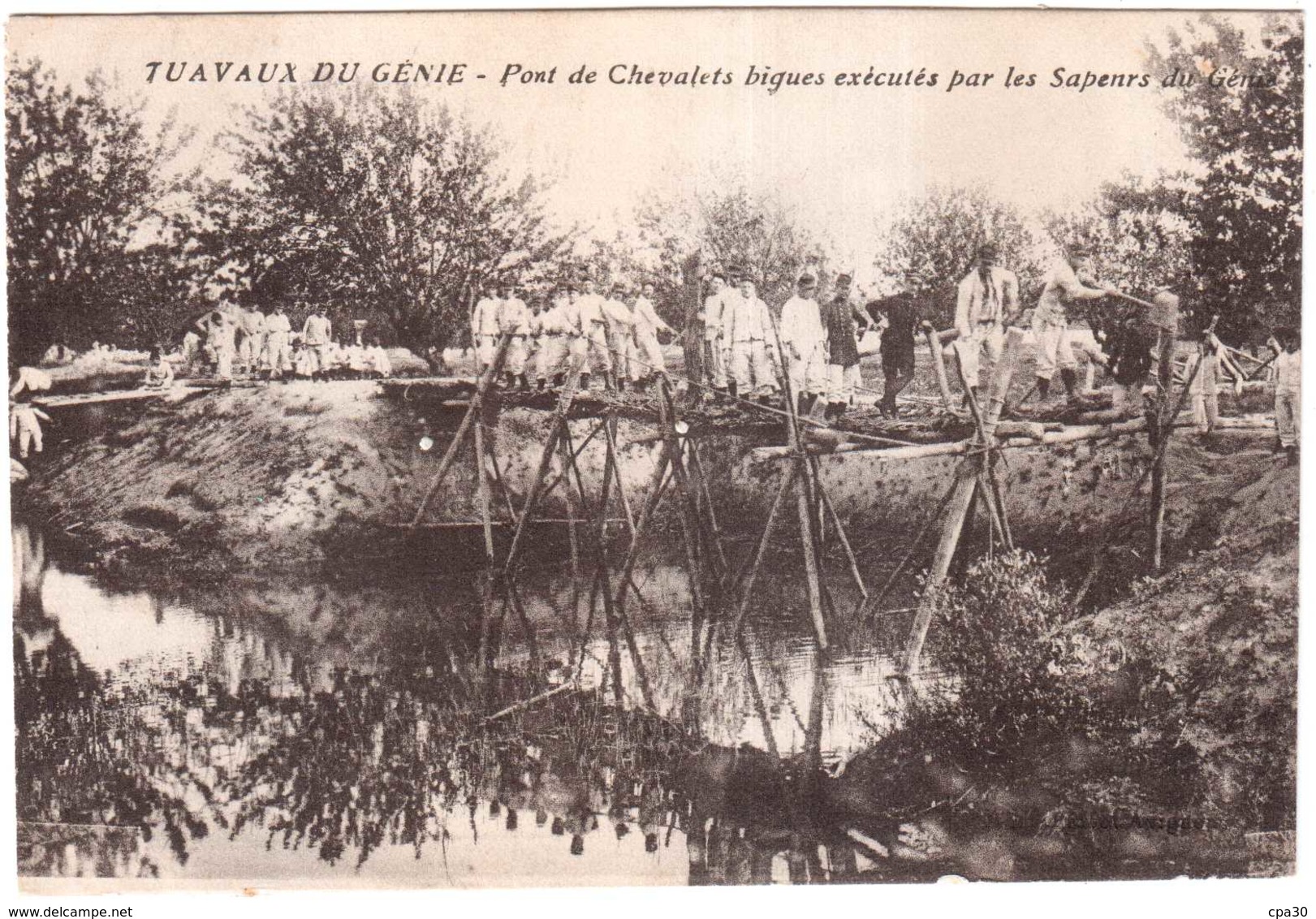 CPA VAUCLUSE.AVIGNON.TRAVAUX DU 7e GENIE.PONT DE CHEVALETS BIGUES - Avignon