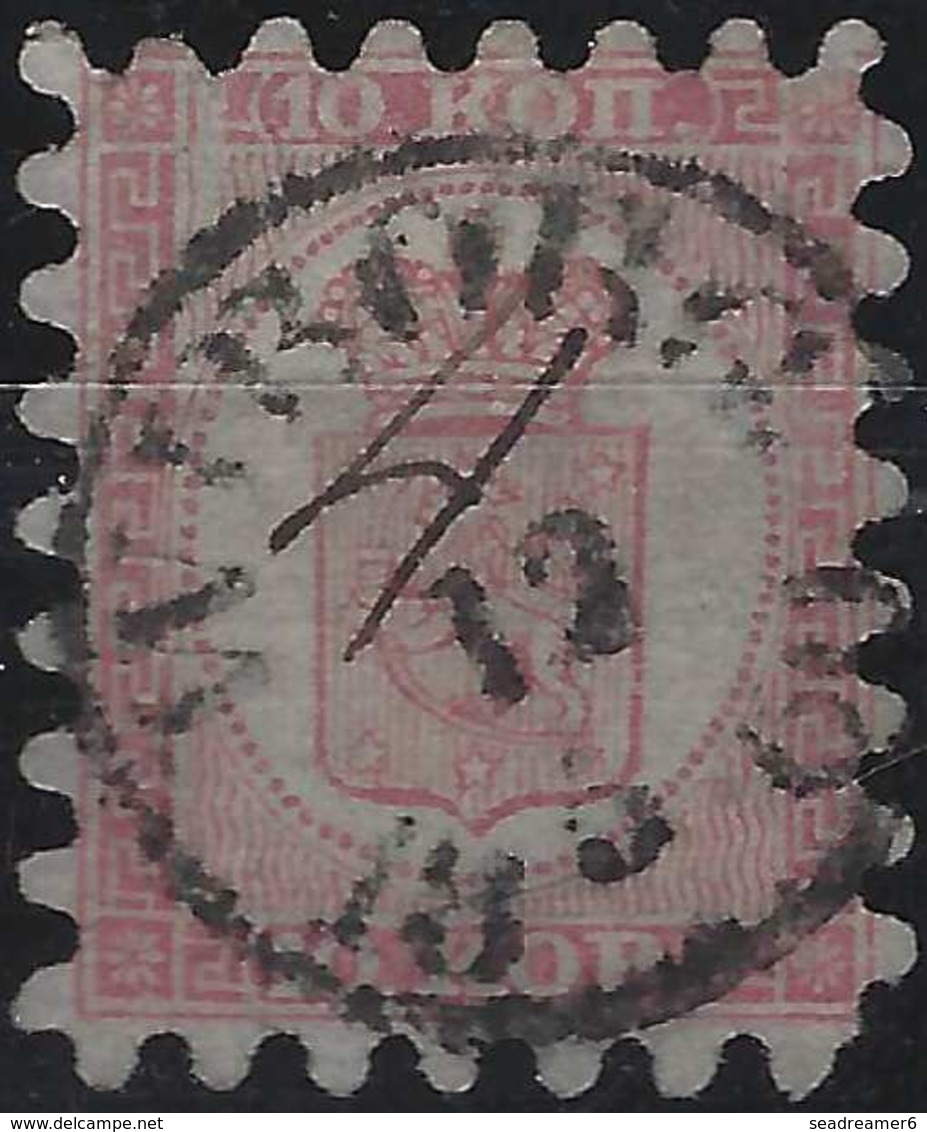 Finlande Coat Of Arms (FACIT) N°4C1Kb Rose Carmine Sur Papier Rose Pale Roulette I Obl Petit Dateur Wiborg +4 Manuscrit - Used Stamps