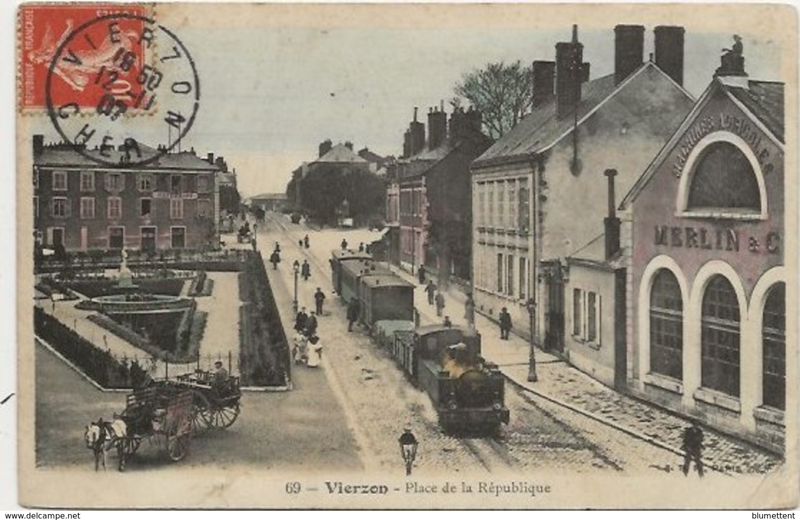 CPA 69 - Chemin De Fer Train Place De La République VIERZON 18 - Vierzon