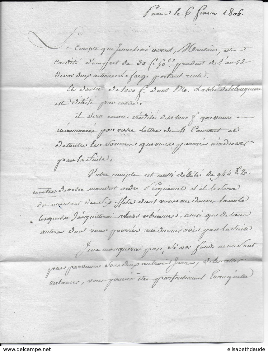 1806 - LETTRE Avec MARQUE POSTES SENAT CONSERVATEUR à PARIS => ARRAS (PAS DE CALAIS) - 1801-1848: Vorläufer XIX