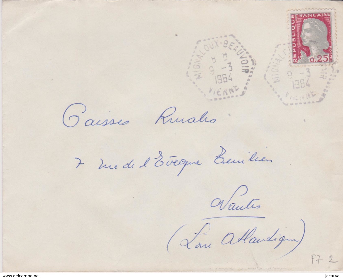 Lettre Mignaloux-Beauvoir (86) Vienne - Cachet F7 - 1961-....