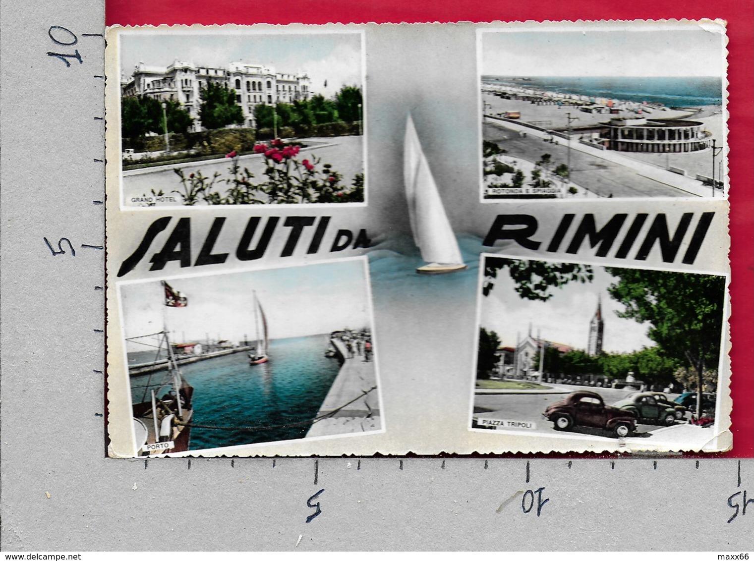 CARTOLINA VG ITALIA - Saluti Da RIMINI - Vedutine Multivue - 10 X 15 - ANN. 1953 - Saluti Da.../ Gruss Aus...