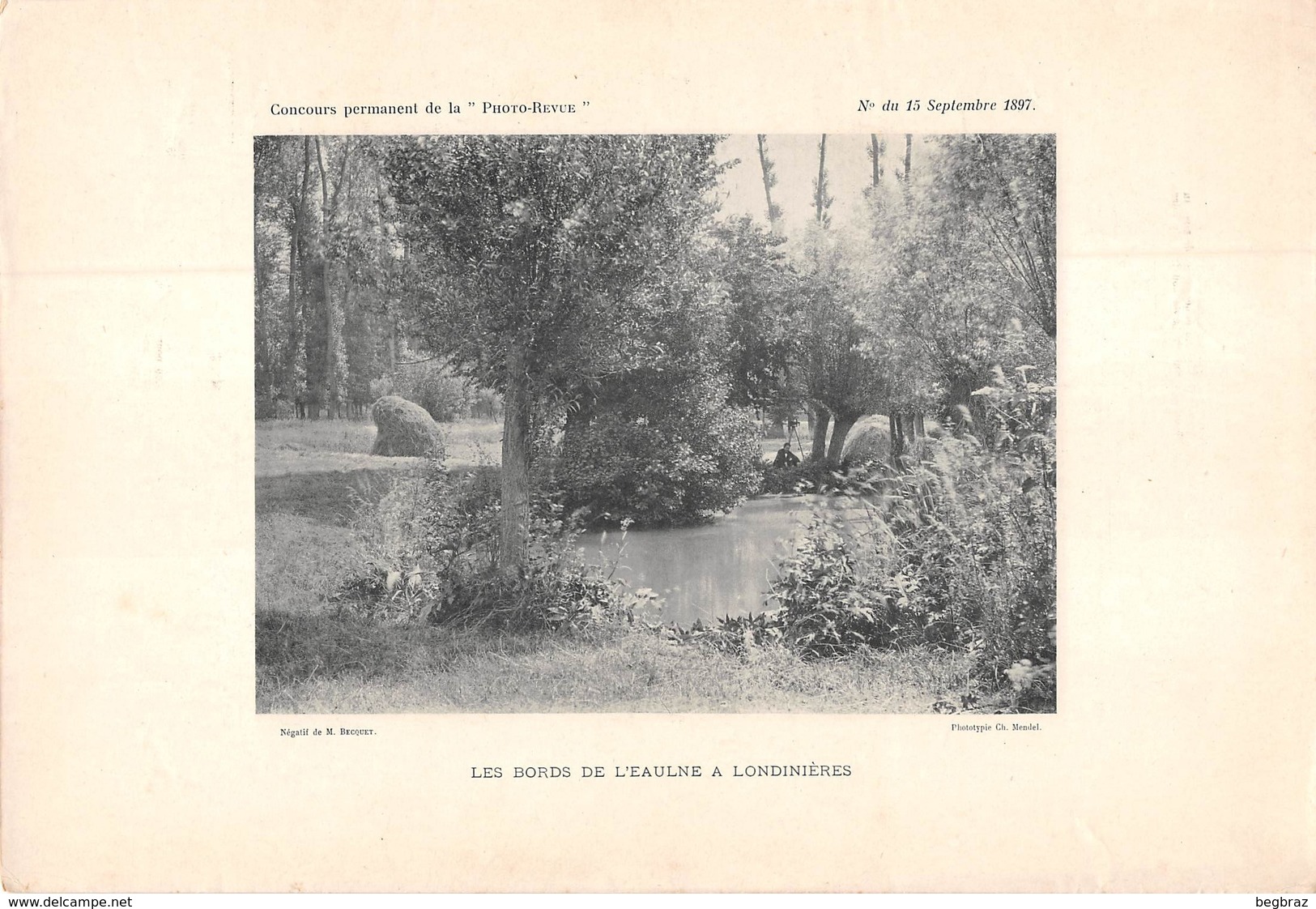 LONDINIERES    BORDS DE L EAULNE  PHOTO PAPIER 1897 CLICHE BECQUET PHOTOTYPIE - Londinières