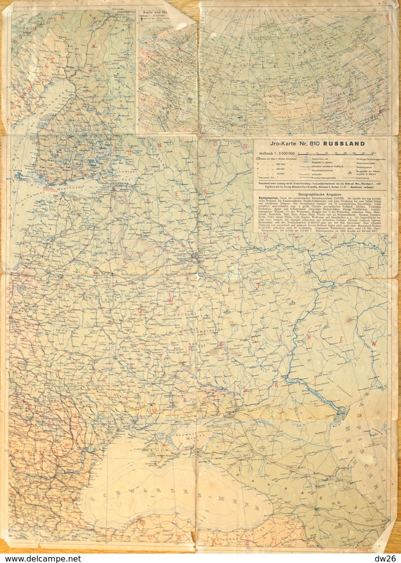 Carte Géographie De Russie En 1941: JRO Karte N° 810 Russland - Geographische Angaben - Carte Geographique