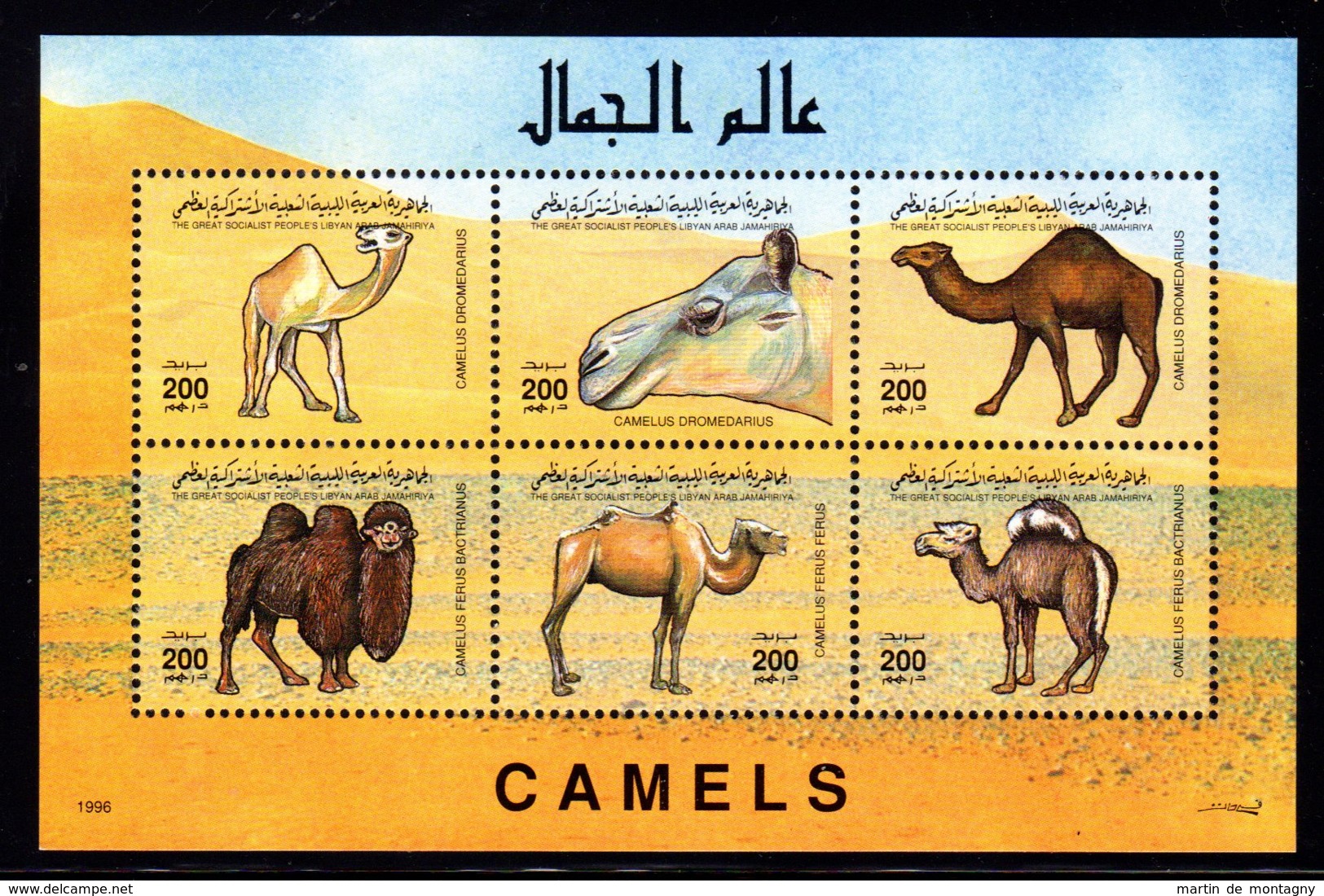 15.11.1996; Chameaux,  YT 1982 - 1987 Mini-feuillet, Neuf **, Lot 50417 - Libia