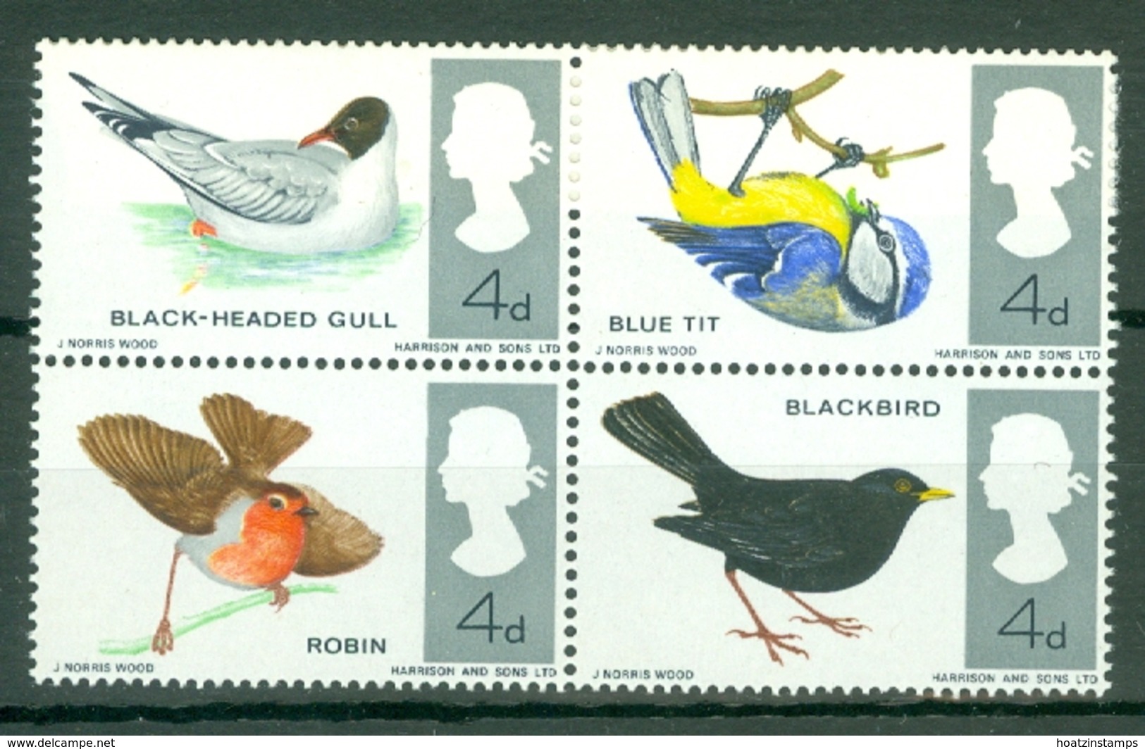 G.B.: 1966   British Birds     MNH Block Of 4 - Neufs