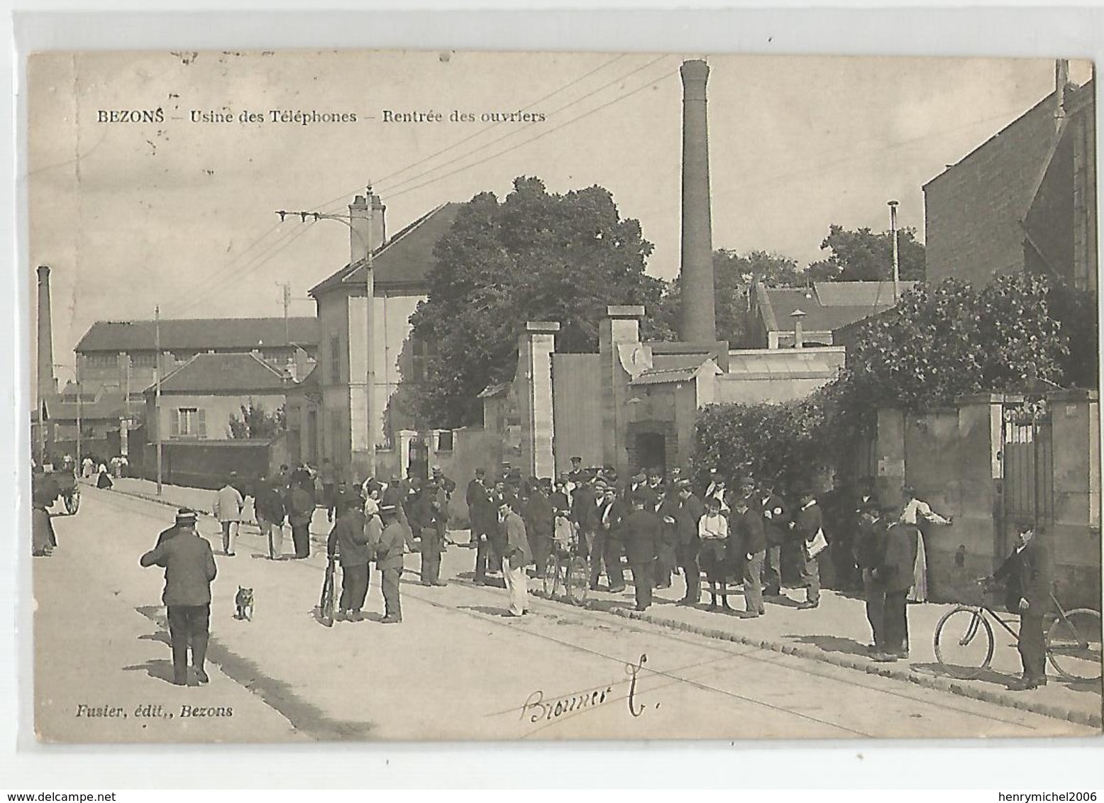 95 Val D'oise Bezons Usine Des Téléphones Rentrée Des Ouvriers Cachet Militaire 1915 , 15e Régiment - Bezons