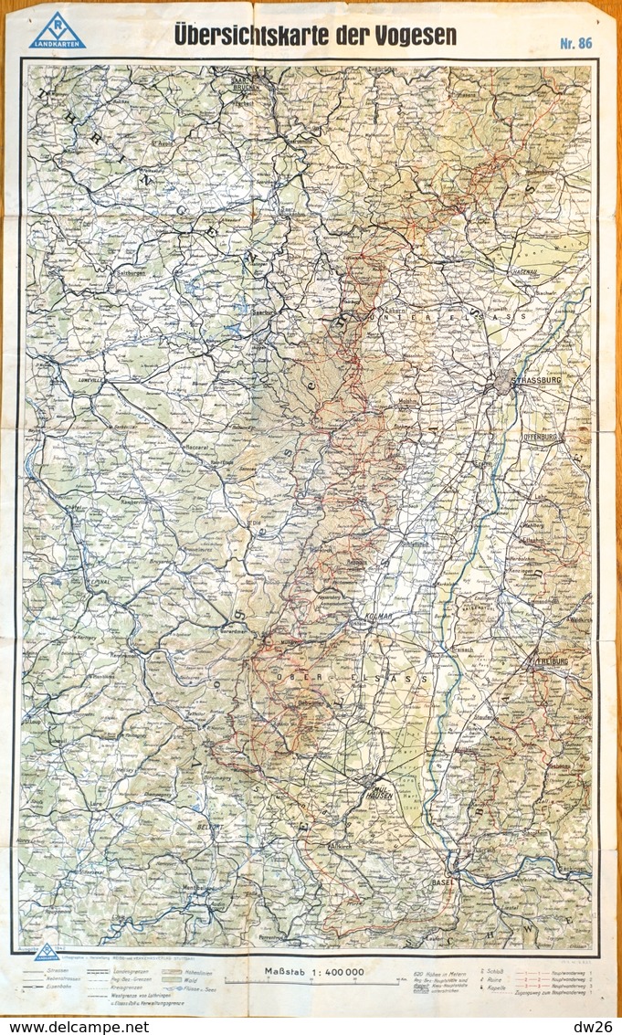 Carte Routière Des Vosges En 1942: Übersichtskarte Der Vogesen - Landkarten N° 86 - Cartes Routières