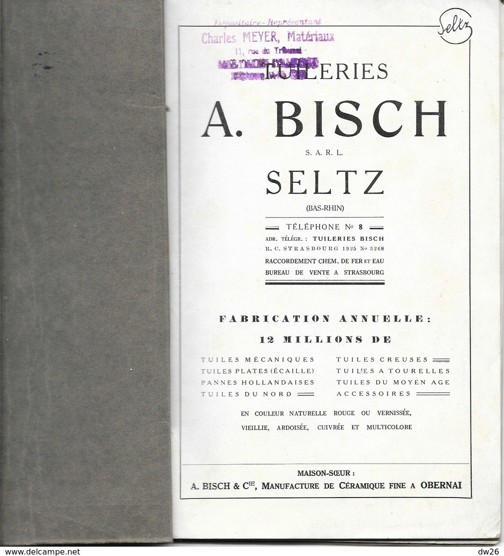 F - Catalogue Tuileries A. Bisch 1930 - Seltz (Bas-Rhin) Tuiles Mécaniques, Plates, à Tourelles Et Accessoires + Tarifs - Matériel Et Accessoires