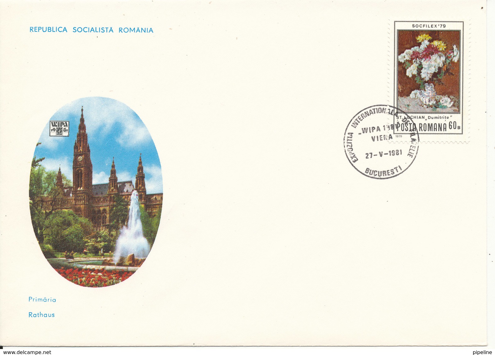 Romania Cover With Special Postmark WIPA Austria 27-5-1981 With Cachet - Covers & Documents