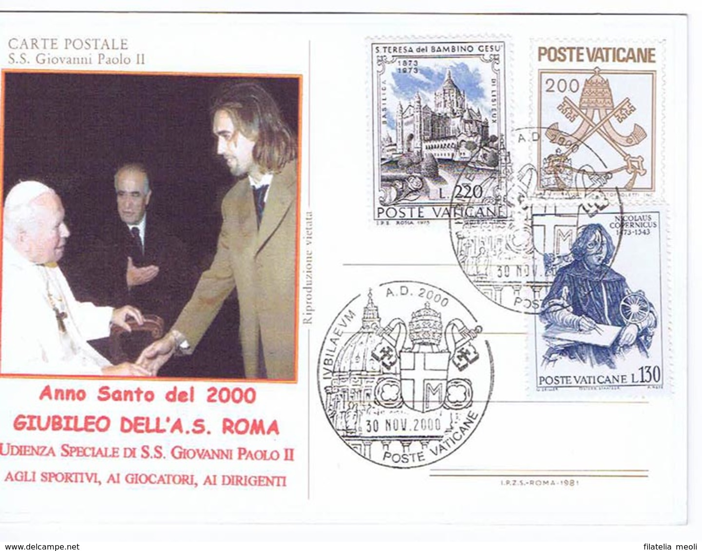 GIUBILEO 2000 BATISTUTA DAL PAPA - Storia Postale