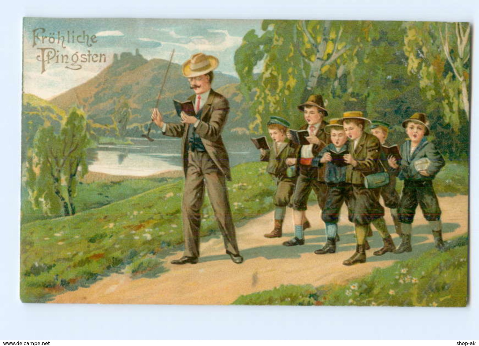 Y8551/ Pfingsten Kinder Singen 1913 Litho Prägedruck AK - Pfingsten