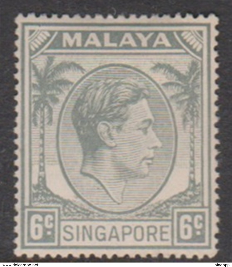 Singapore 22 1949-52 King George VI Definitives 6c Greenish Grey, Mint Hinged - Singapore (...-1959)