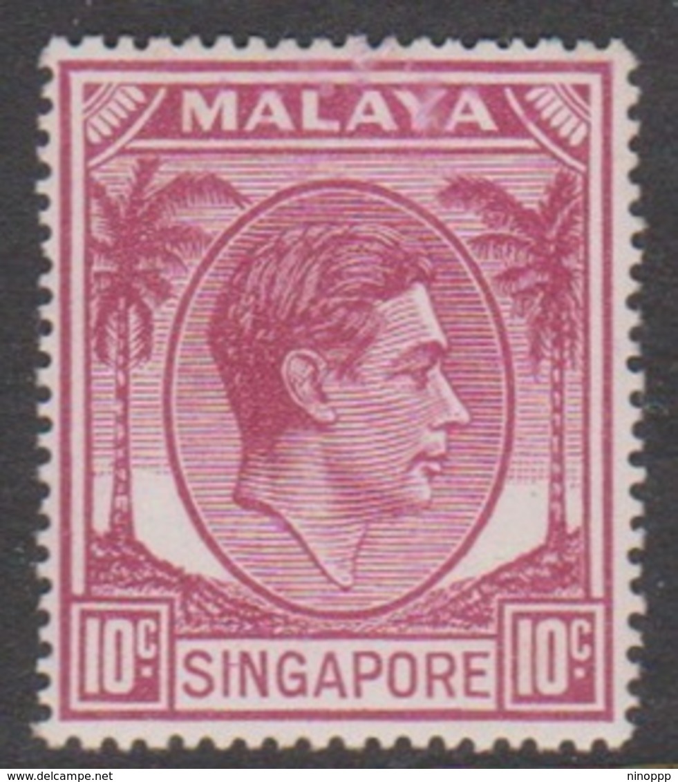 Singapore 22 1949-52 King George VI Definitives 10c Red Purple, Mint Hinged - Singapore (...-1959)