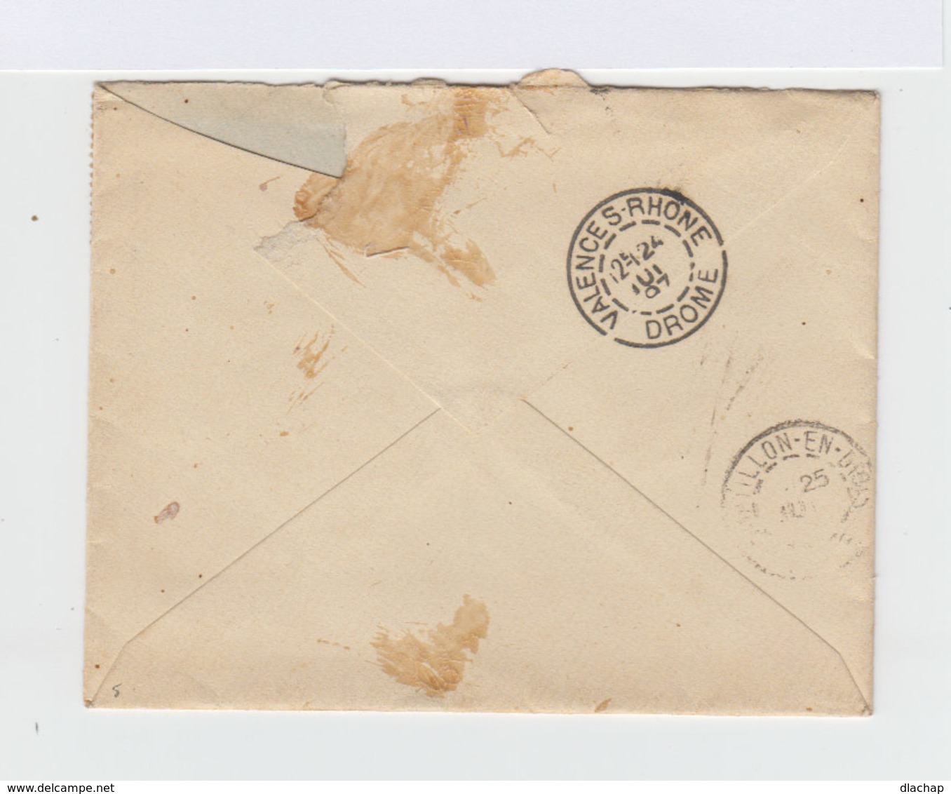 Sur Enveloppe Avec Courrier Type Sage 15 C. Bleu CAD Gare De Valence S Rhône Drôme. CAD Châtillon En Diois. (849) - 1877-1920: Période Semi Moderne