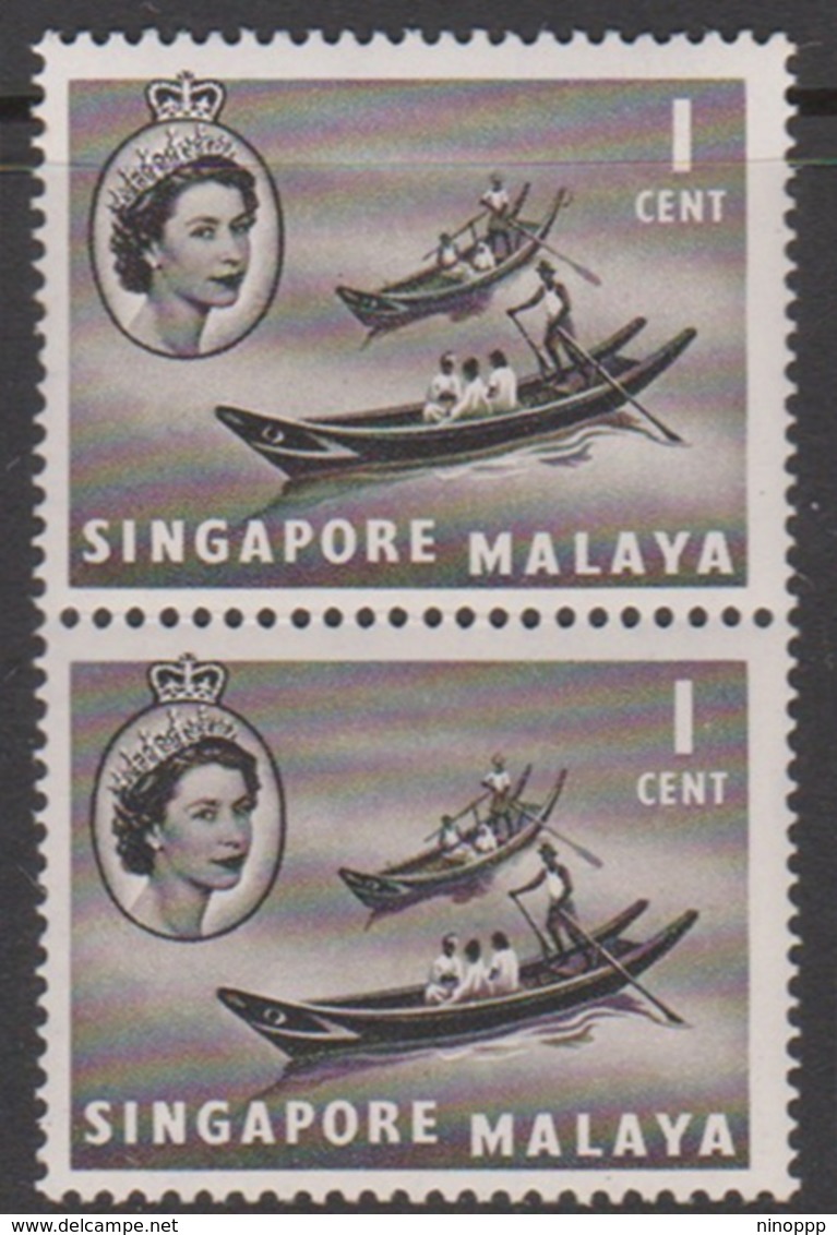 Singapore 41 1955 Queen Elizabeth II Definitives,1c Sampam Pair, Mint Never Hinged - Singapore (...-1959)