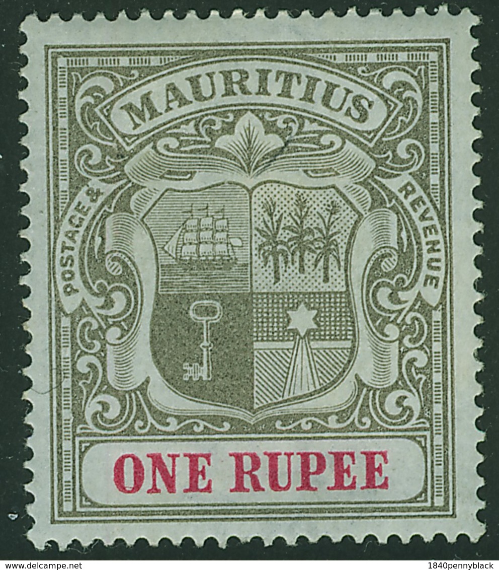 MAURITIUS 1902 1r Grey-black & Carmine Watermark Crown CC SG 153 Mounted Mint - Mauritius (...-1967)