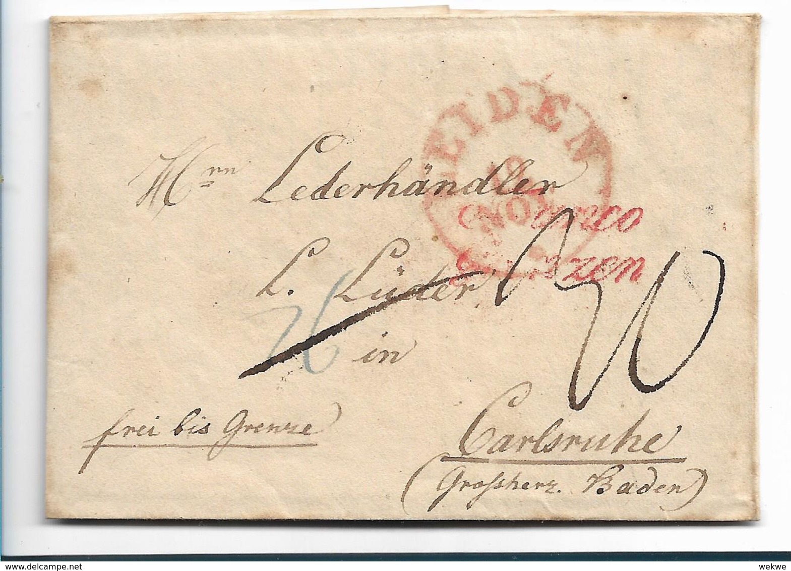 NLC002 / Niederlande, Brief, Leiden 1803 Franco Grenze Nach Carlsruhe, Baden - ...-1852 Vorläufer