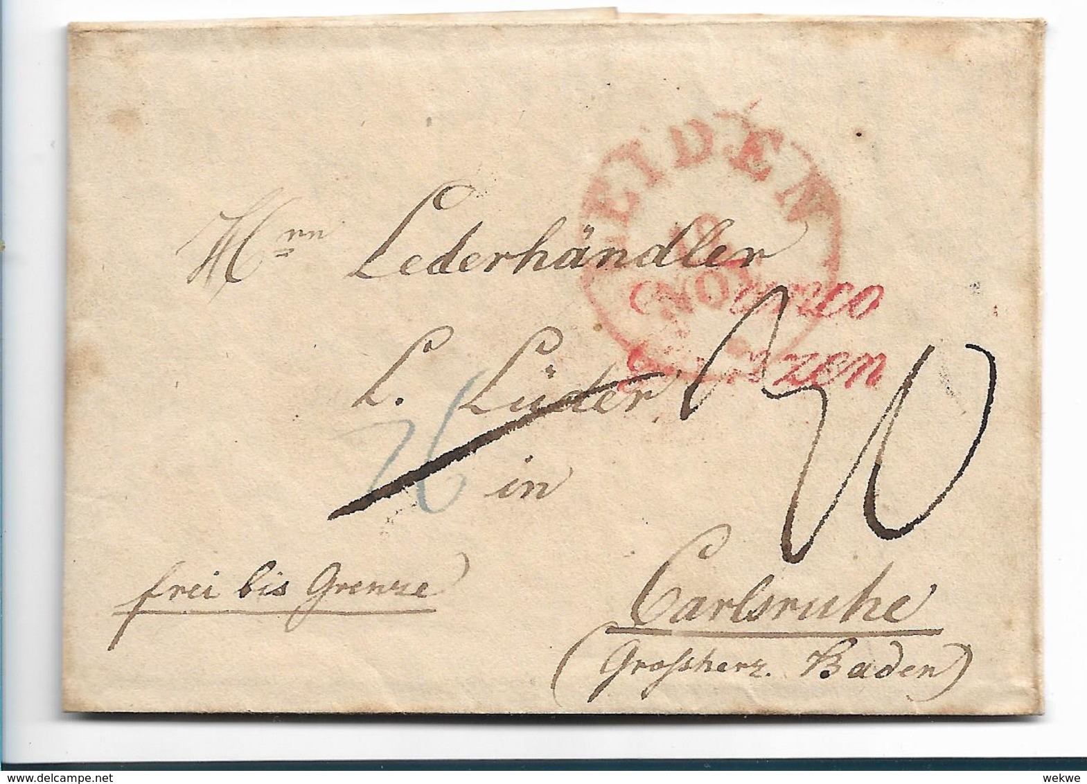 NLC002 / Niederlande, Brief, Leiden 1803 Franco Grenze Nach Carlsruhe, Baden - ...-1852 Prephilately