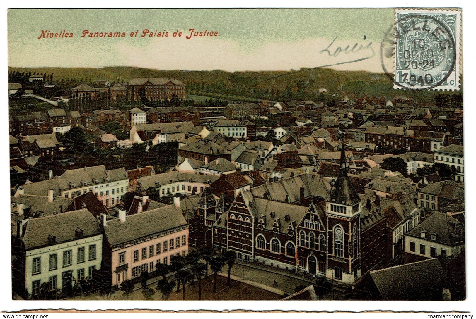 Nivelles - Panorama Et Palais De Justice - 1910 - Edit. Papeterie Godeaux - 2 Scans - Nivelles