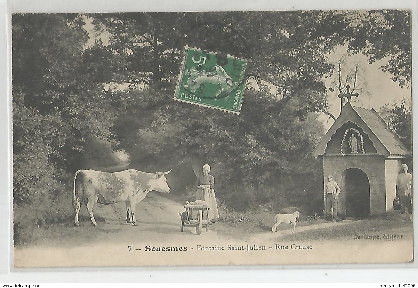 41 Loir Et Cher - Souesmes Fontaine St Julien Vache Agneau Paysan Chapelle Rue Creuse , Rare - Other & Unclassified