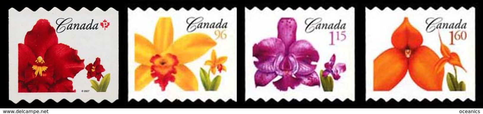 Canada (Scott No.2244-47ii - Courant Orchidé / Orchid Definitives) [**] Timbre Roulette / Coil Stamp - NOTE - DC - Neufs