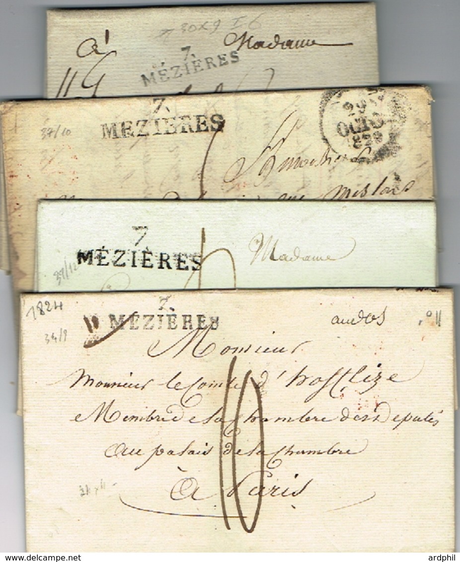 Ar21- 4 Lettres 7 MEZIERES  Ardennes. Toutes Différentes. - 1801-1848: Précurseurs XIX