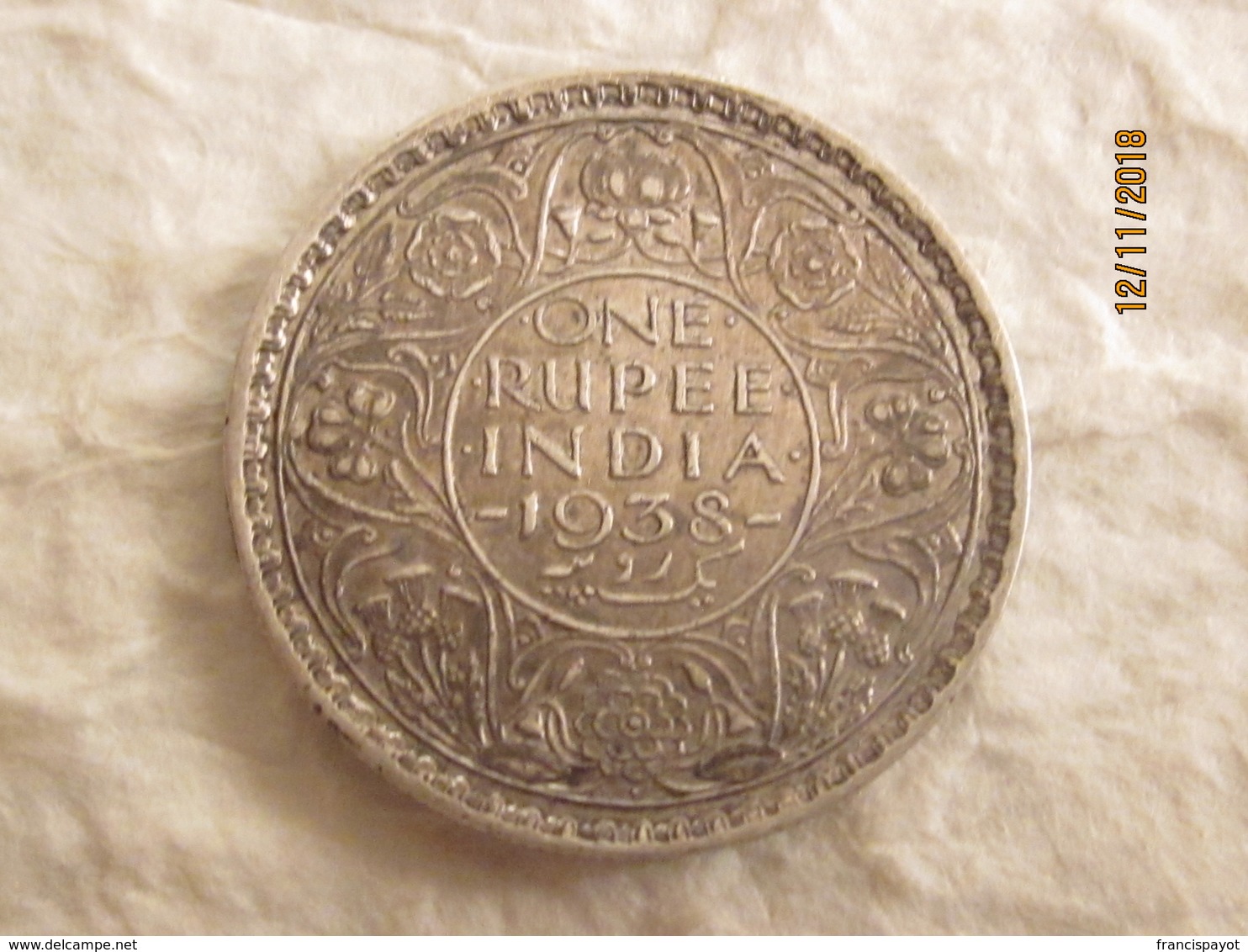 British India: 1 Rupee 1938 (point /dot 6h) - Inde