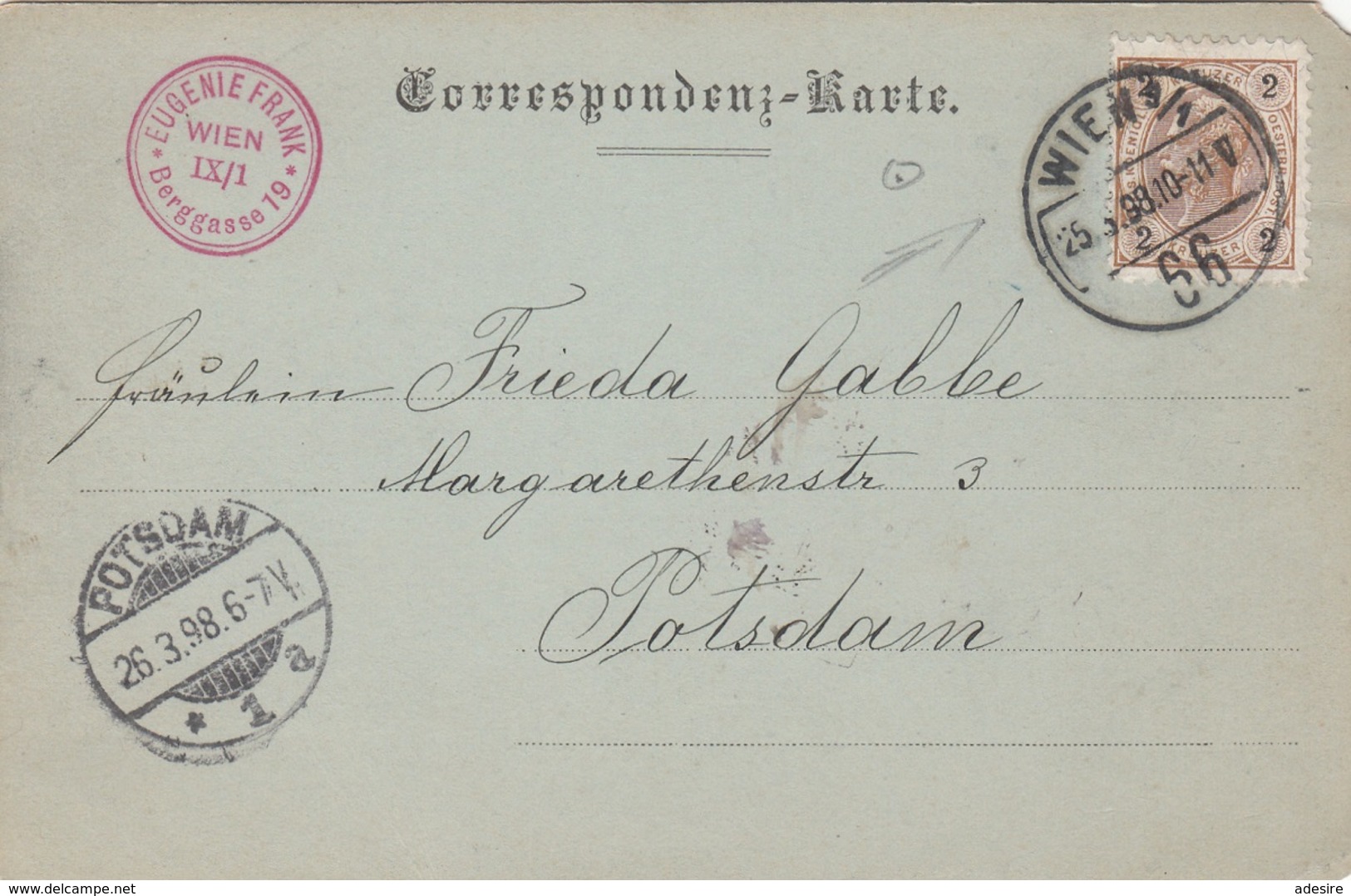 Mondscheinlitho WIEN - Einfahrt In Die Prater Allee, Gel.1898, Ecken Bestossen - Prater