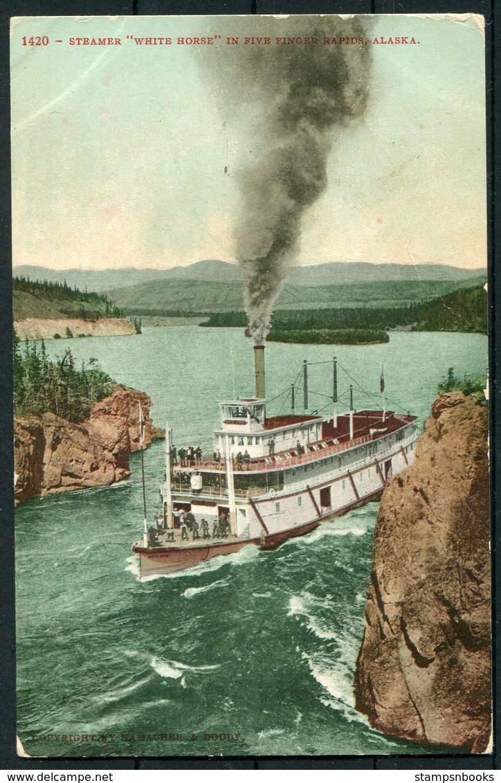 Alaska 'WHITE HORSE' Steamer, Five Fingers Rapids Postcard - Other & Unclassified