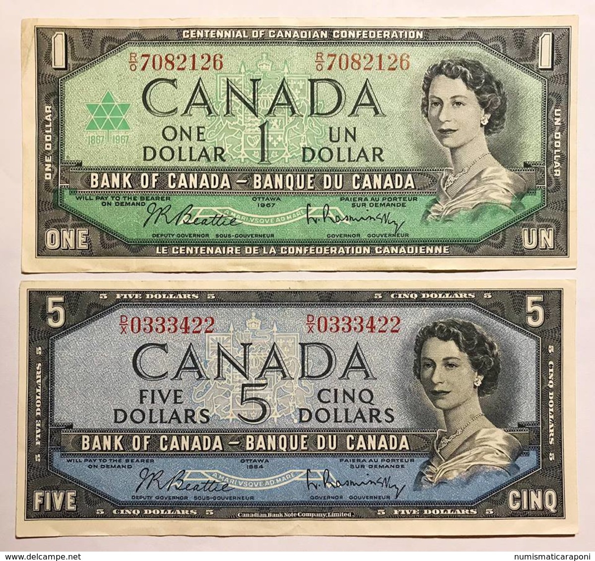 Canada 5 $ 1954 + 1 $ 1967 Naturali Bb/spl LOTTO 439 - Canada