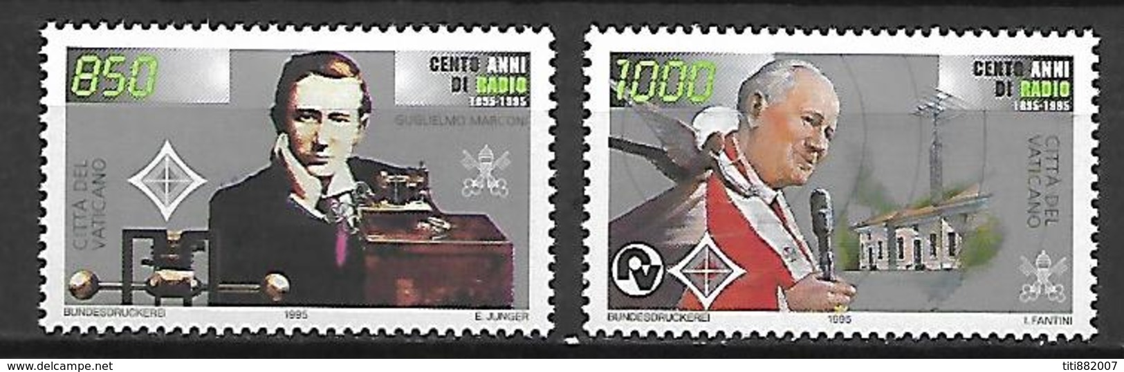 VATICAN     -    1995 .     Y&T N° 1005 à 1006 *.  Série Complète.   Radio  /  Marconi  /  Jean Paul II - Unused Stamps