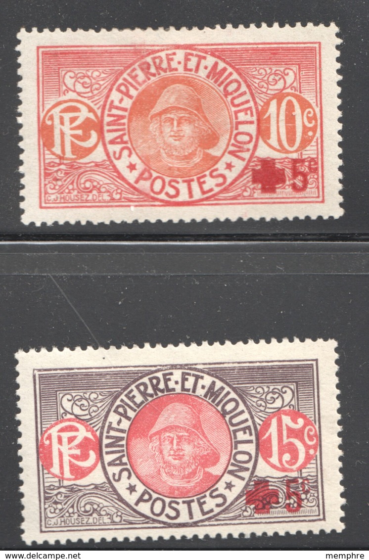 1915-7  Les Deux Timbres Croix Rouge Yv 105-6 * - Ungebraucht