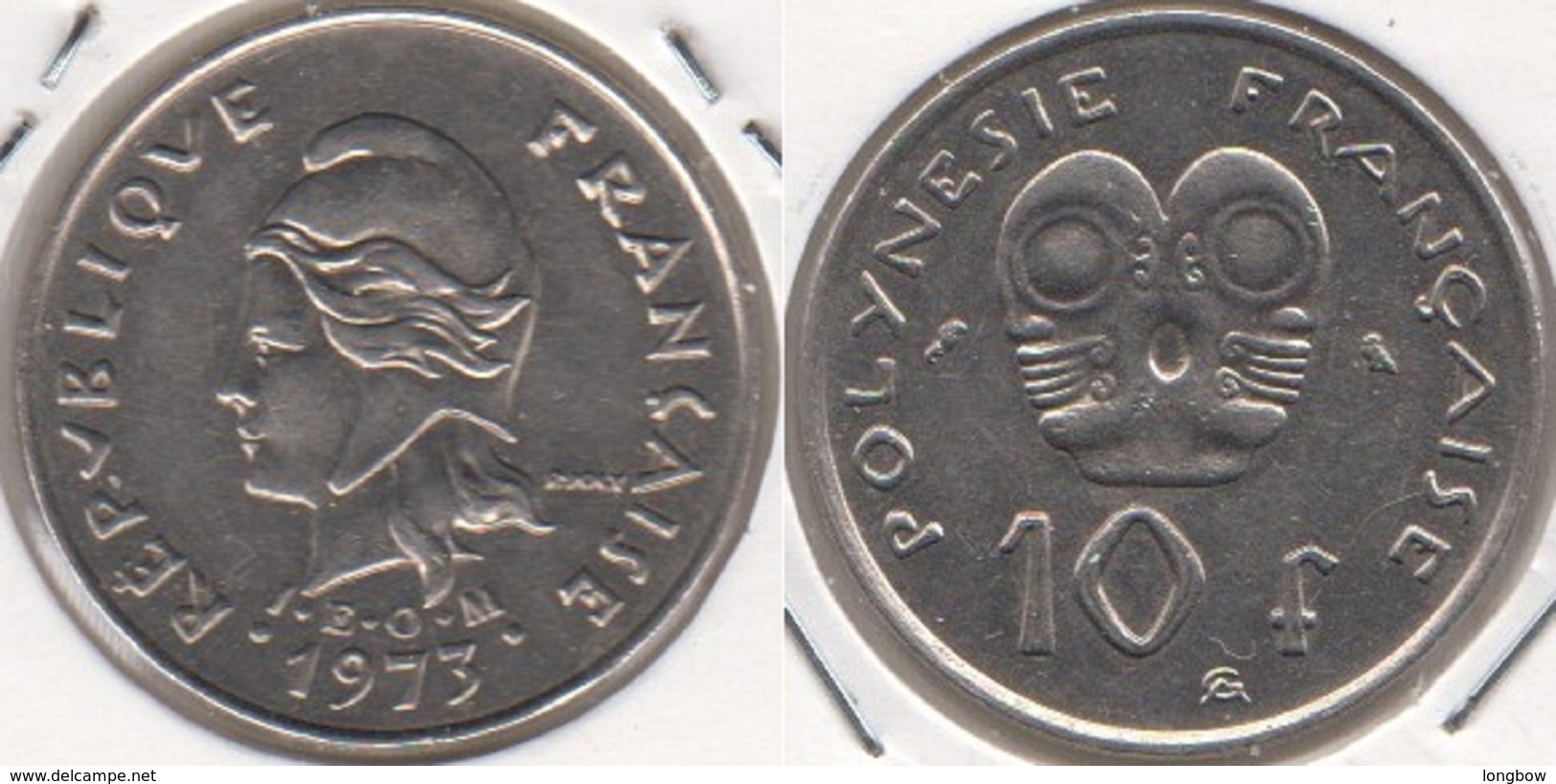 Polinesia Francese 10 Francs 1973 KM#8 - Used - Polinesia Francese