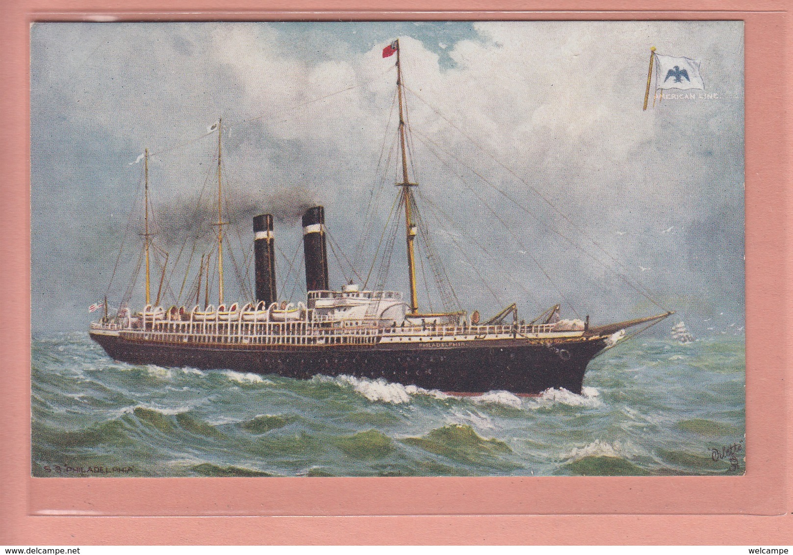 OLD POSTCARD - SHIPPING -    AMERICAN LINE - S.S. PHILADELPHIA - TUCK - Paquebots