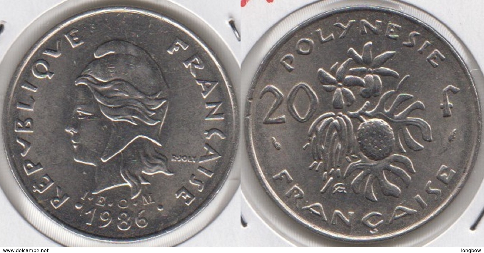 Polinesia Francese 20 Francs 1986 KM#9 - Used - Polynésie Française