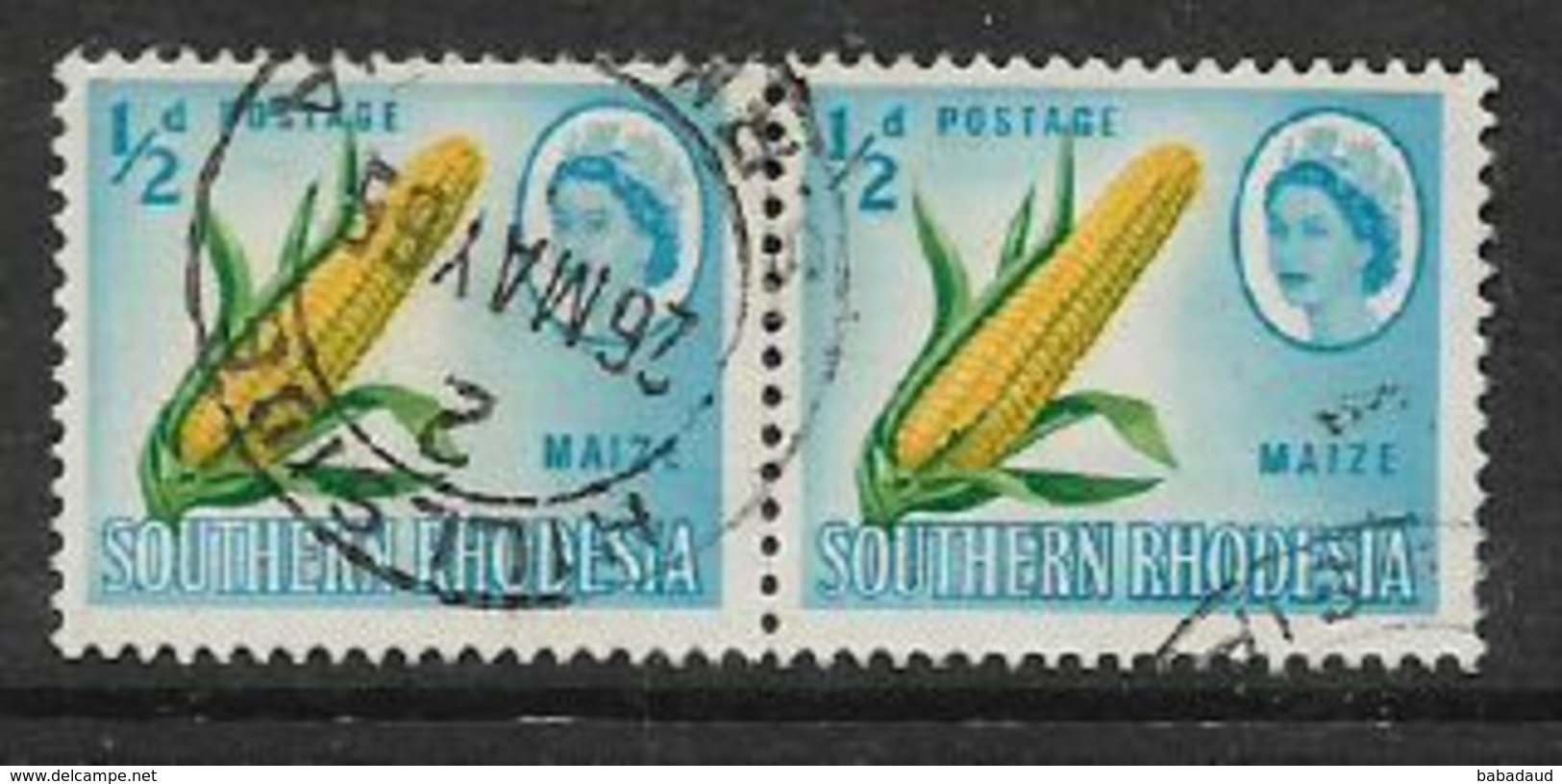 S.Rhodesia, 1964, 1/2D, MAIZE, PAIR, C.D.S. USED - Southern Rhodesia (...-1964)