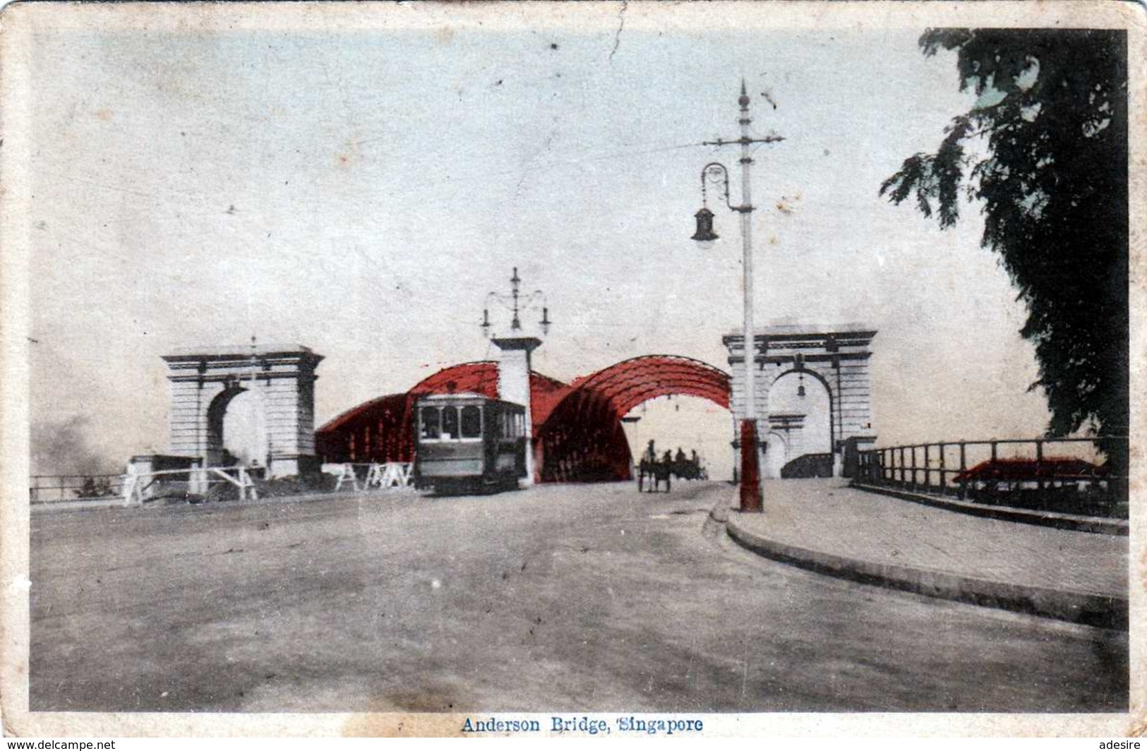 SINGAPUR - ANDERSON BRIDGE, Strassenbahn, Alte Karte Um 191? - Singapur