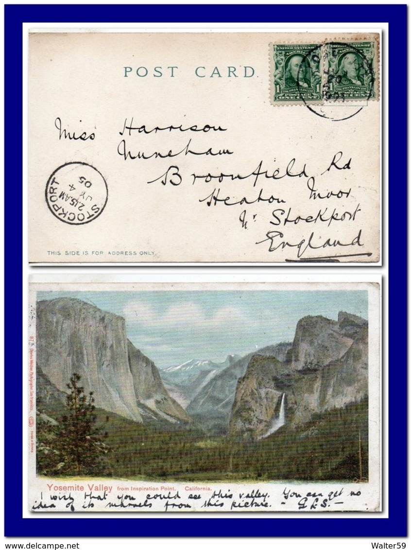 1905 Unted States USA Postcard Yosemite Valley CA Sent To England - Brieven En Documenten